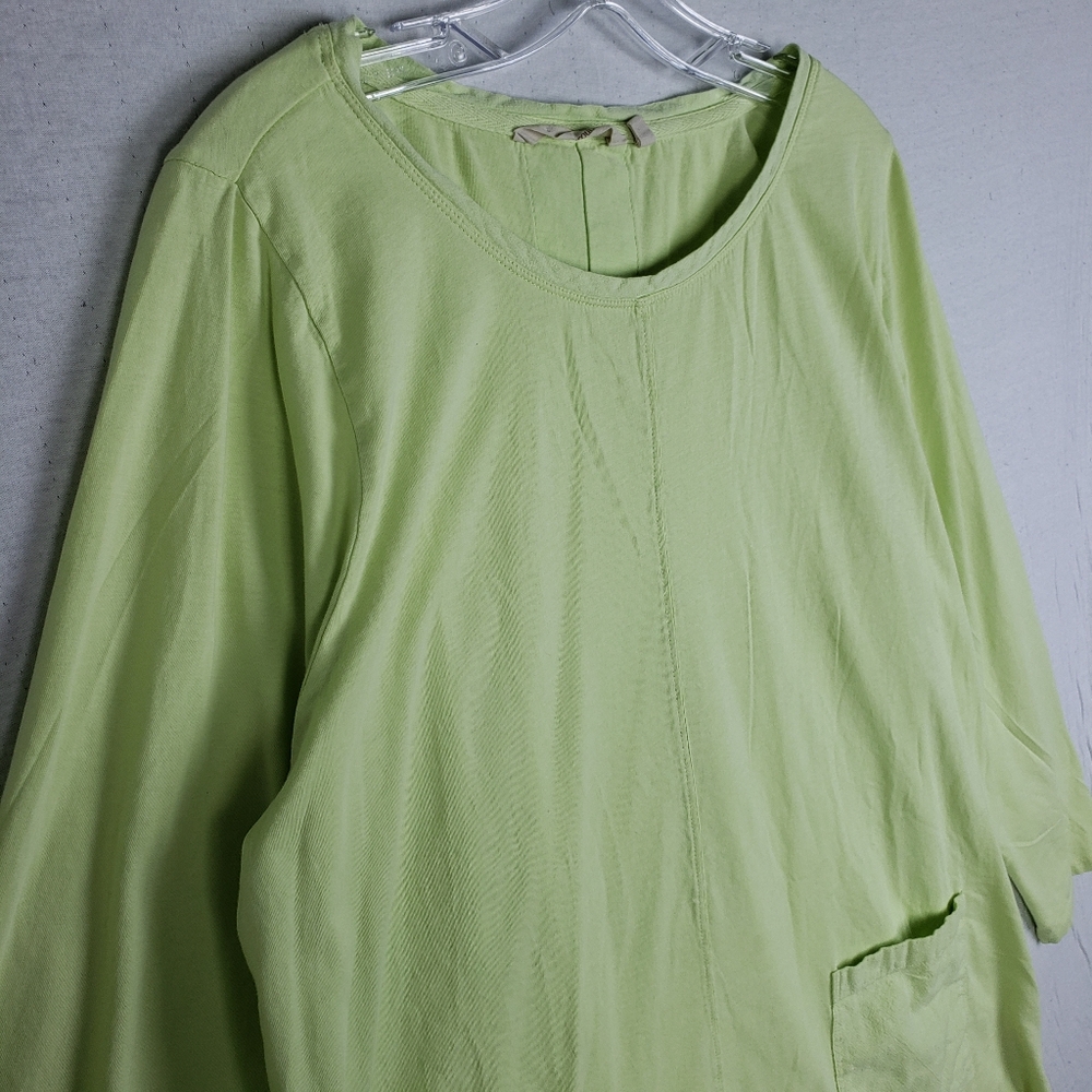 Soft Surroundings Tunic Cotton Top Lime Green Cotton size XL Lagenlook Pockets - Picture 3 of 11